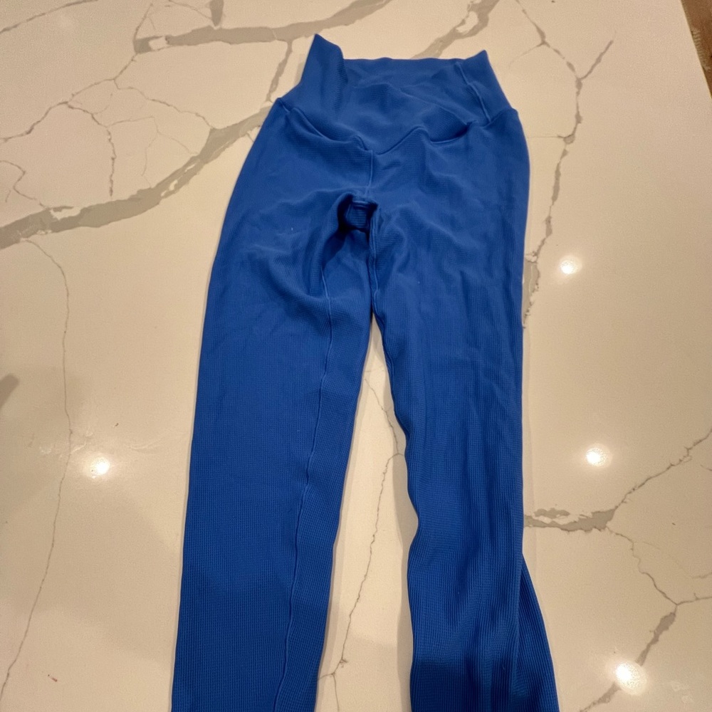 Aerie crossover waffle knit blue leggings